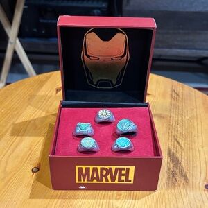 Marvel Men's Iron Man Arc Reactor Adjustable 5 Piece Ring Set